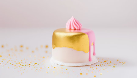 Rose and white color cake, dessert for birthday, wedding. Generative AIの素材