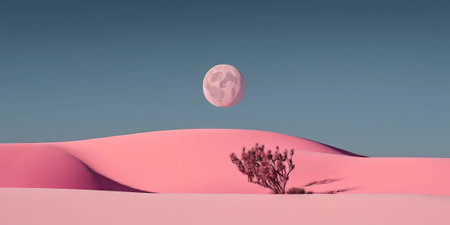 Pinkish simplistic sand dunes landscape. Generative AIの素材