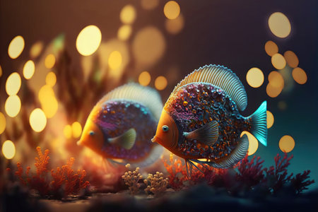 Colorful tropical fish swimming in the ocean. Generative AIの素材