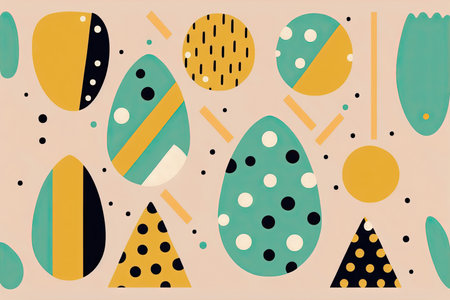 Easter themed memphis style trendy illustration. Generative AIの素材