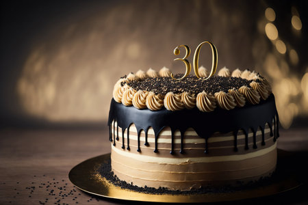 Fabulous luxury design golden chocolate cake. Generative AIの素材