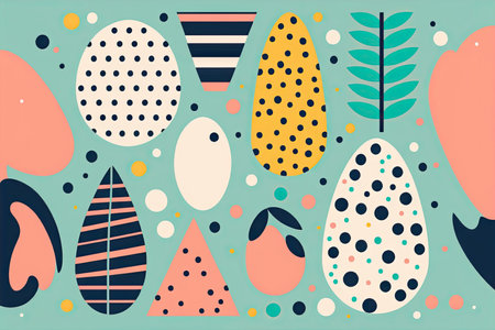 Easter themed memphis style trendy illustration. Generative AIの素材
