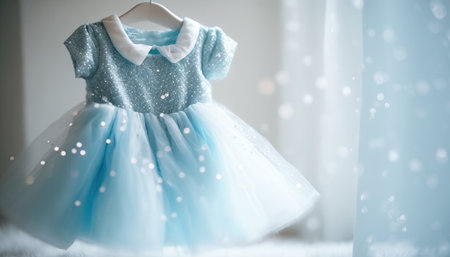 Cute blue baby dress. Generative AIの素材