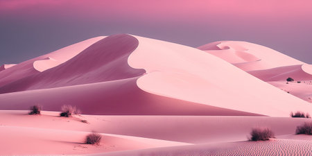 Pinkish simplistic sand dunes landscape. Generative AIの素材