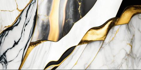 Intricate marble and gold texture close up. Generative AIの素材