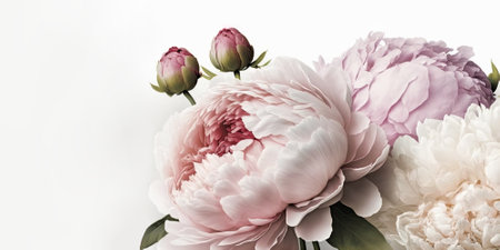 Close up of beautiful peony flowers background. Generative AIの素材