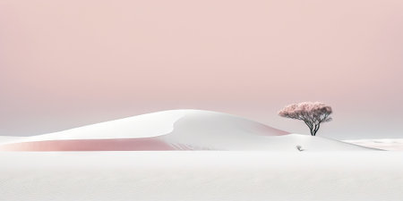 Pinkish simplistic sand dunes landscape. Generative AIの素材
