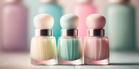 Colorful nail polish bottles, trendy illustration. Generative AIの素材
