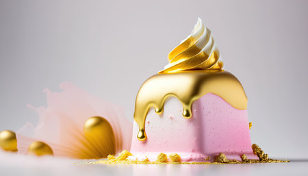 Rose and white color cake, dessert for birthday, wedding. Generative AIの素材