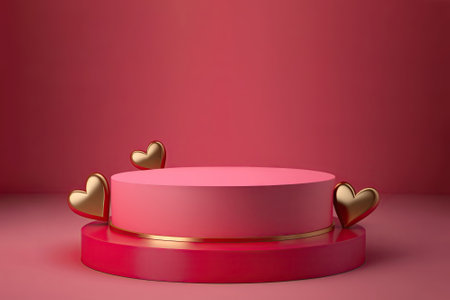 Valentine's day scene pedestal background. Generative AIの素材