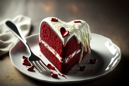 Valentine's Day red velvet cake. Generative AIの素材
