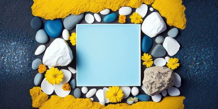 Trendy bold composition with copyspace , flowers and various natural organic elements. Generative AIの素材