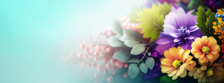 Colorful vibrant bouquet of various flowers. Generative AIの素材