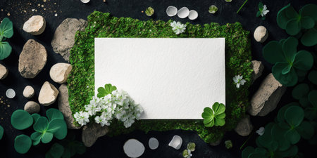 Trendy bold composition with copyspace , flowers and various natural organic elements. Generative AIの素材