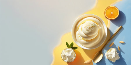 Bold trendy sunny summer illustration with icecream. Generative AIの素材
