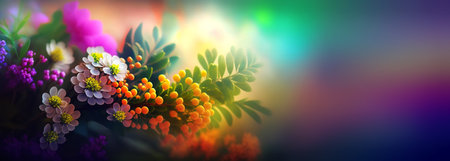 Colorful vibrant bouquet of various flowers. Generative AIの素材
