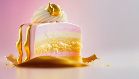 Rose and white color cake, dessert for birthday, wedding. Generative AIの素材