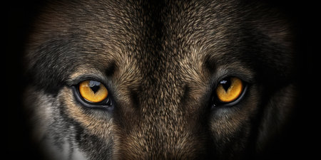 Close up macro shot of wolf eyes. Generative AIの素材