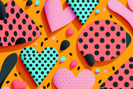 Valentine's Day themed memphis style trendy illustration. Generative AIの素材