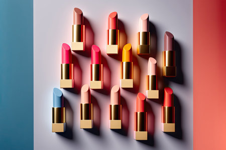 trendy fashion makeup illustration. Lip stick pattern. Generative AIの素材