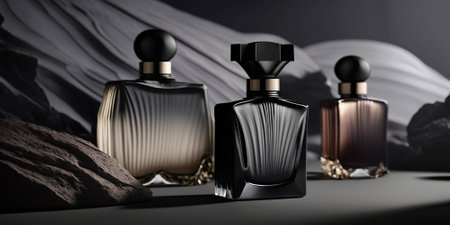 Stylish men's perfume, cologne composition. Generative AIの素材