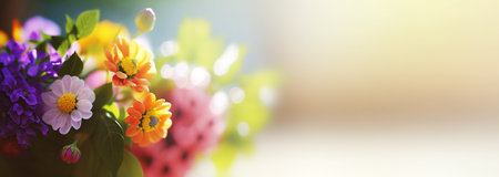 Colorful vibrant bouquet of various flowers. Generative AIの素材