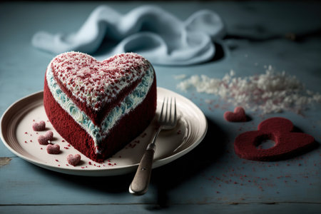Valentine's Day red velvet cake. Generative AIの素材