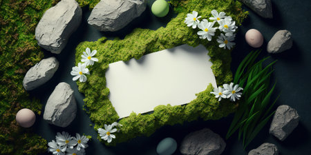 Trendy bold composition with copyspace , flowers and various natural organic elements. Generative AIの素材