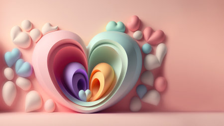 Valentine's Day themed geometric abstract illustration. Generative AI.の素材