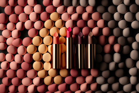 trendy fashion makeup illustration. Lip stick pattern. Generative AIの素材