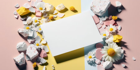 Trendy bold composition with copyspace , flowers and various natural organic elements. Generative AIの素材