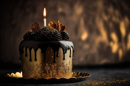 Fabulous luxury design golden chocolate cake. Generative AIの素材