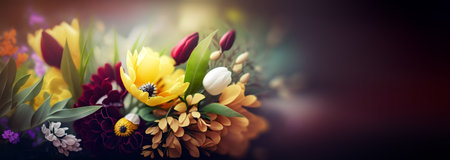Colorful vibrant bouquet of various flowers. Generative AIの素材