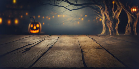 A halloween scene with a scary jack o'lantern and pumpkin. Generative AIの素材