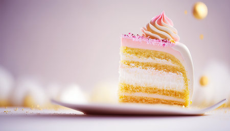 Rose and white color cake, dessert for birthday, wedding. Generative AIの素材