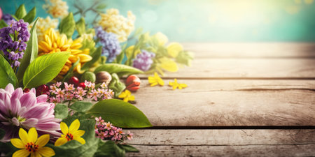 Beautiful floral spring banner for Mother's day, 8 March. Generative AIの素材