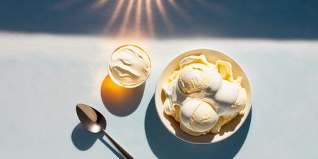 Bold trendy sunny summer illustration with icecream. Generative AIの素材