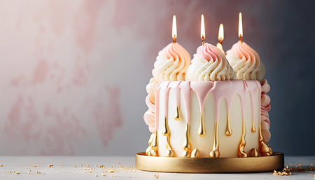 Rose and white color cake, dessert for birthday, wedding. Generative AIの素材