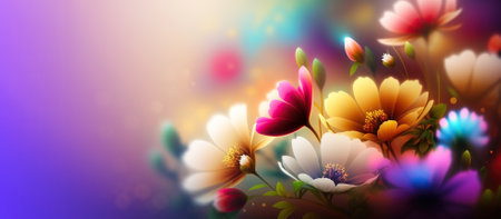 Beautiful floral spring banner for Mother's day, 8 March. Generative AIの素材
