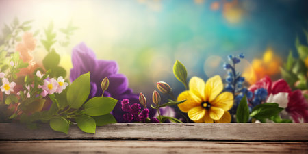 Beautiful floral spring banner for Mother's day, 8 March. Generative AIの素材