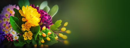 Colorful vibrant bouquet of various flowers. Generative AIの素材