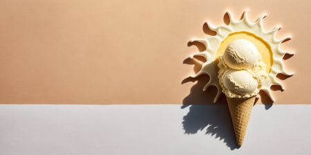 Bold trendy sunny summer illustration with icecream. Generative AIの素材