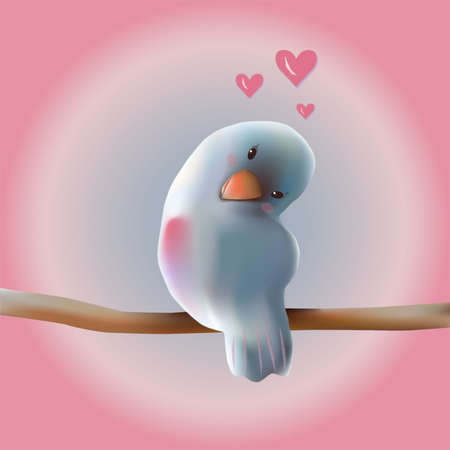 sweet love bird dreams on a branchのイラスト素材