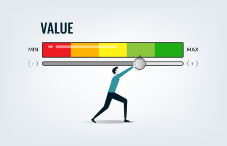 Growth value, increase value, value added or business growth concept. Businessman pushing progress...