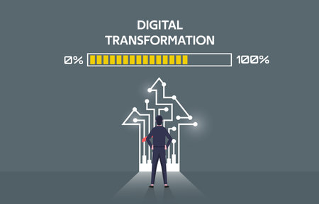 Digital transformation concept, in the progress of new innovation system and technologyのイラスト素材
