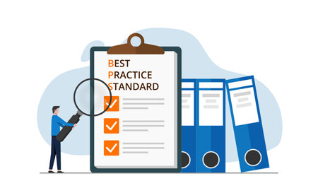 Best practice standard and guidelines for developing solutions and implementing changes to increase productivity and profitability.のイラスト素材