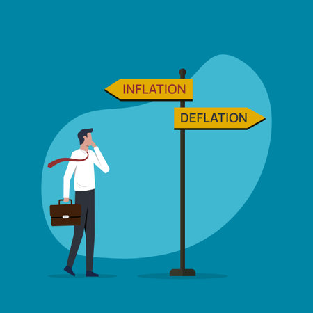 Deflation and inflation concept on the signpost with two different direction waysのイラスト素材
