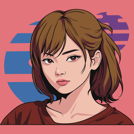 Portrait a girls brown hair character design vector illustrationのイラスト素材