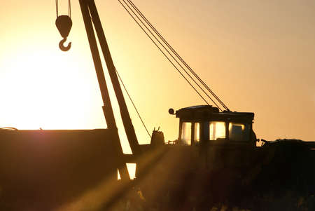 Truck crane in the field