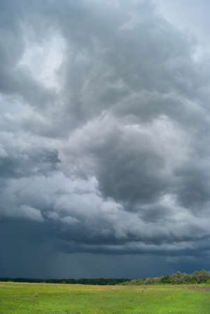 Strong storm clouds over the valley.の写真素材